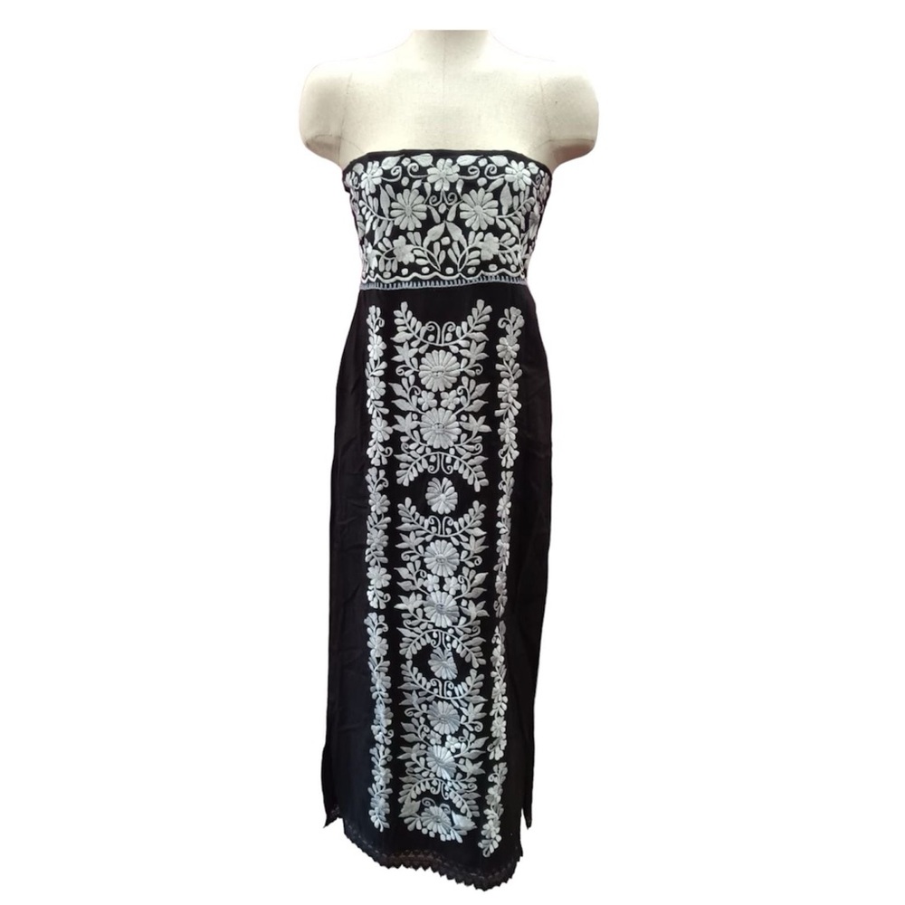 Sara Mexican Strapless Black/Silver Dress - Picture 3 of 3